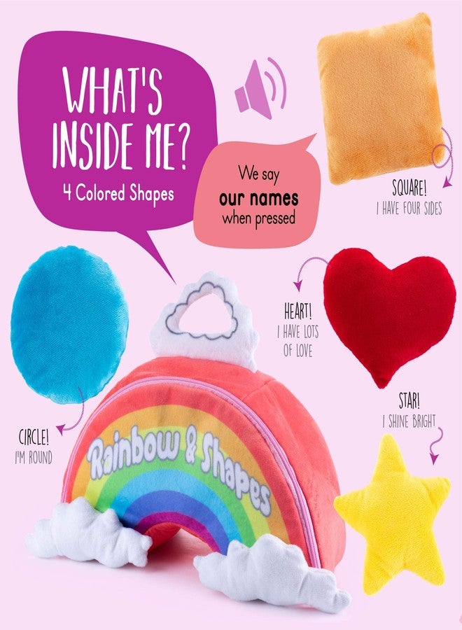 Plush Creations Talking Plush Rainbow & Shapes Toy Set | Includes 4 Talking Soft Shapes | Star, Heart, Circle, and Square with A Plush Rainbow Carrier | Great Gift for Baby and Toddler Girls or Boys - Image 2